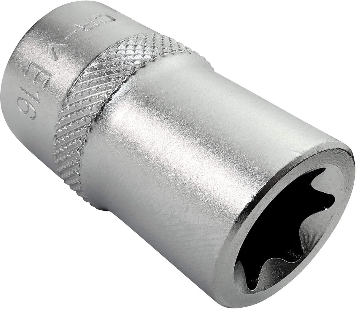 - C45217 - schroevendraaierbus/boor - kort - 1/2 E16 - voor schroefsleutel/handmatige ratel/pneumatisch - cilindrisch lichaam - ster/bus / - van CR-V-staal - kleur zilver