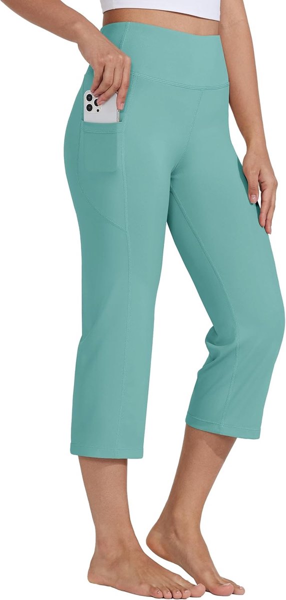 Vrouwen Yoga Capris Broek Hoge Taille Leggings Crop Rechte Been Atletische Oefening Workout Capri 21 inch