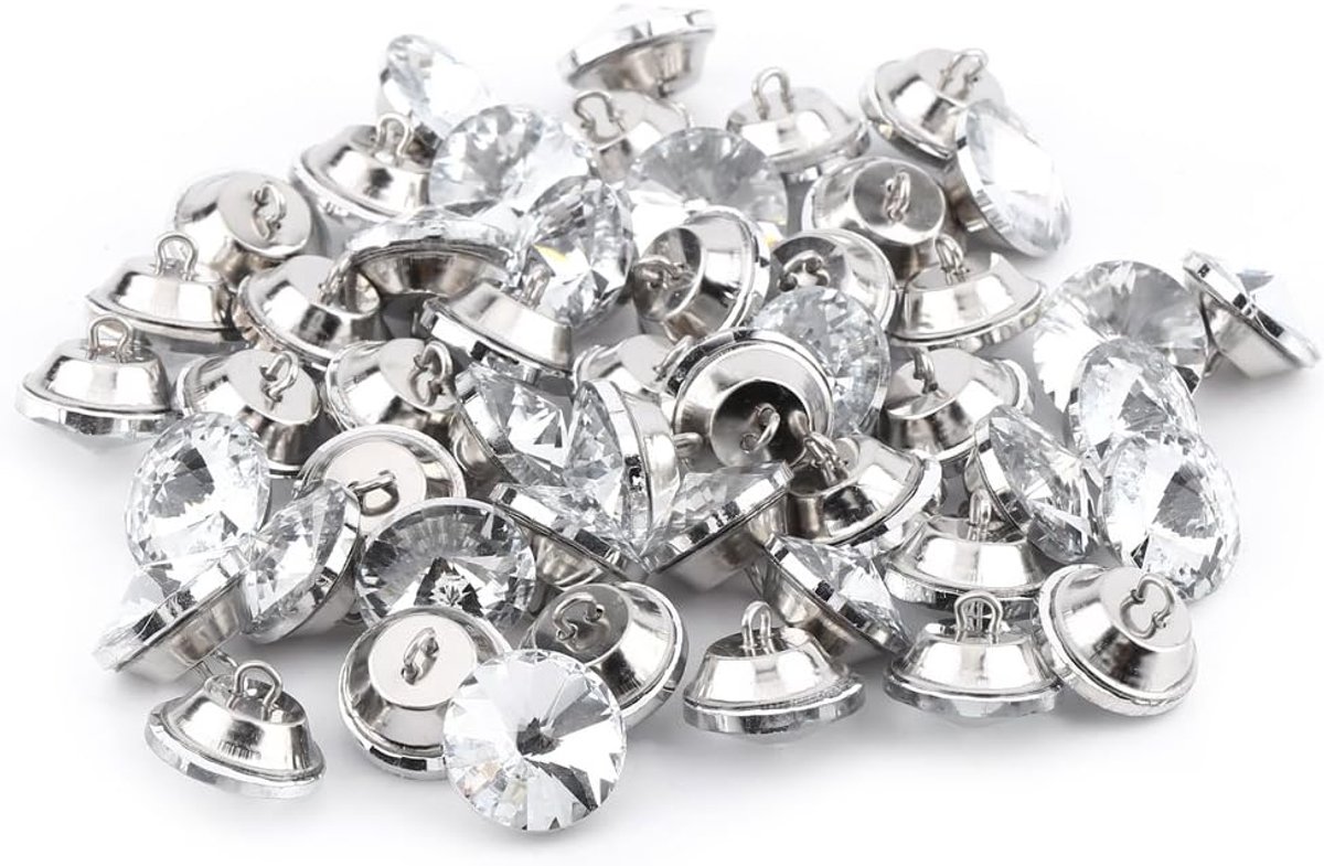Knopen voor het Naaien Steentjes Kristalheldere Bevestiging met Metalen Lus Knoppen Naaien Sofa DIY Ambacht Decoratie Accessoires voor Naaien Versieringen Bruiloft(25mm)