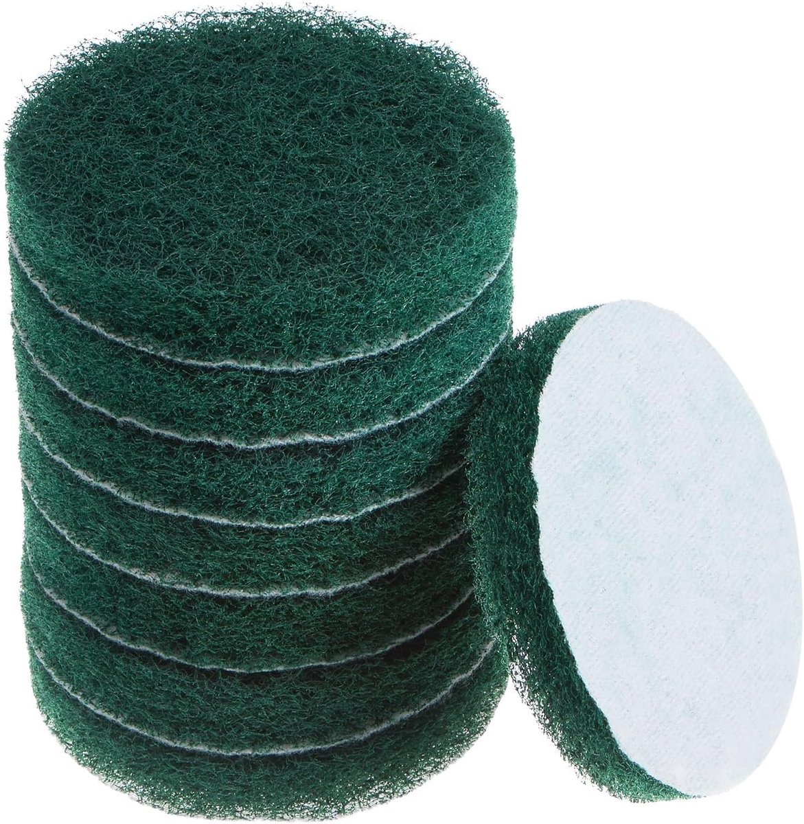 8-delige klittenbandschuurvlies, rond, 100 mm, korrel 180-240, boorvermogen, reserveborstel, dikte 15 mm, schuurspons voor metaal, inclusief roestvrij staal, hout, kunststof, groen