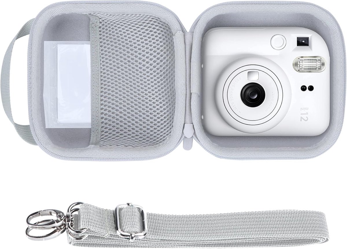 Harde beschermhoes voor Instax Mini 13/12/11 instantcamera (Clay White) | Draagtas voor Mini 13/Mini 12/Mini11 instant camera, camerabehuizing, comfortabele schouderbanden voor eenvoudig dragen