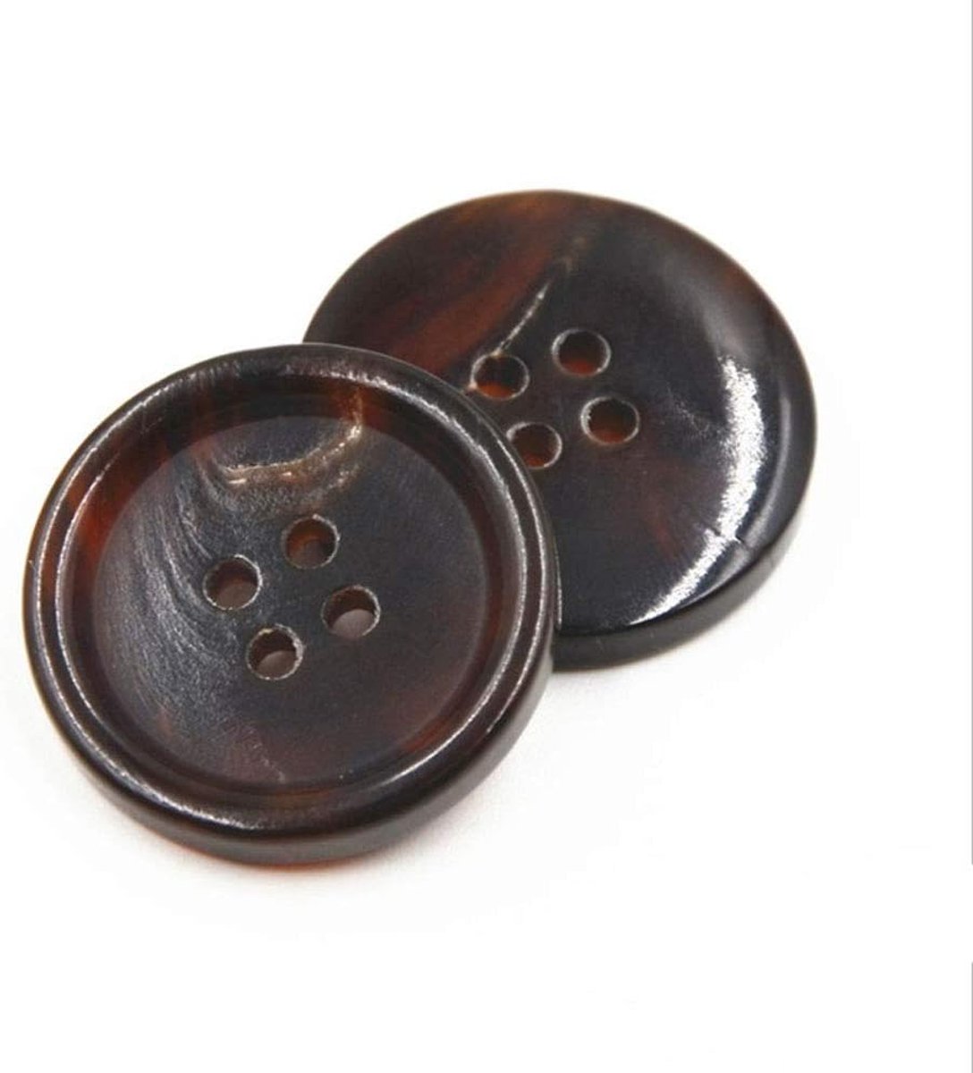 Knopen – knoop voor hoornnaad, modieus, 4 gaten, knoopvormset voor mannen en vrouwen, truien, uniform, overhemd, blazer, jas en jas (koffie, 20 mm)
