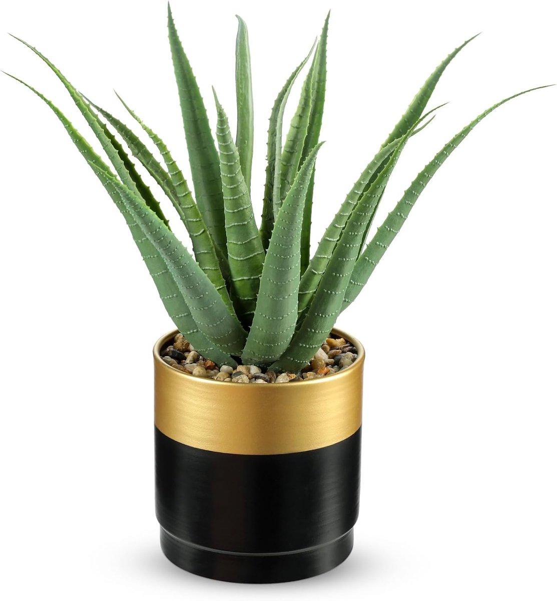 Kunstaloë vera met bloempotten van verzinkt staal, kunstplanten, kunststof planten, decoratie, kunstkamerplant, decoratieve plant voor woonkamer, balkon, slaapkamer, badkamer, kamer, tafeldecoratie