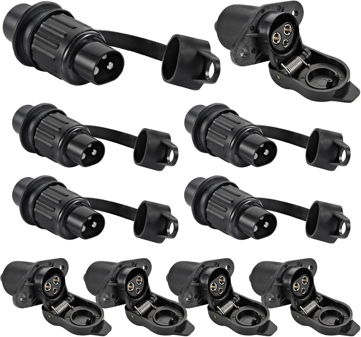 5 stuks 3-polige stopcontacten, 3-polige tractorstekker, 12 V, aanhangerstekker 3-polig voor tractor, auto, camper, vrachtwagen