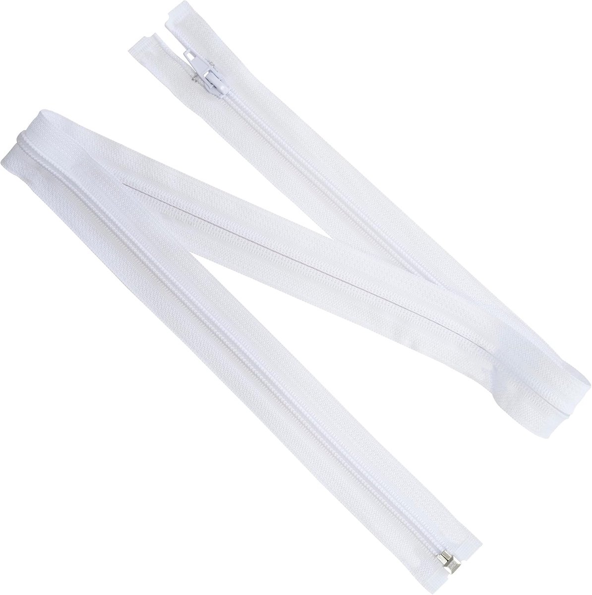 - Set van 8 spiraalritsen N°5 85 cm deelbaar met schuiver | van metaal nylon polyester | kleur wit | naaiwerk DIY textiel kleding