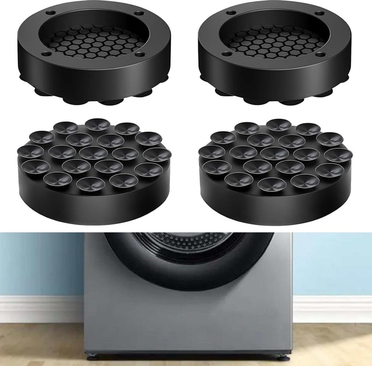 4 stuks trillingsdempers wasmachine, anti-vibratiemat, wasmachine voeten, wasmachine-demper, trillingsdemper, anti-trillingsdemper voor wasmachine drogen