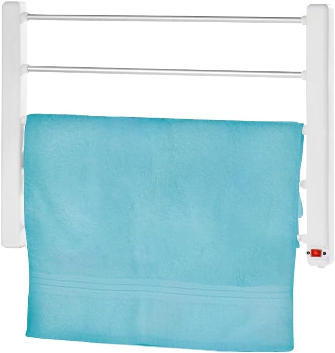 Elektrische handdoekradiator voor de badkamerwand, drooghanddoekradiator, drogen, voorverwarmen, snelle verwarming van handdoeken, lichtweergave, laag stroomverbruik, montageset inbegrepen (wit)