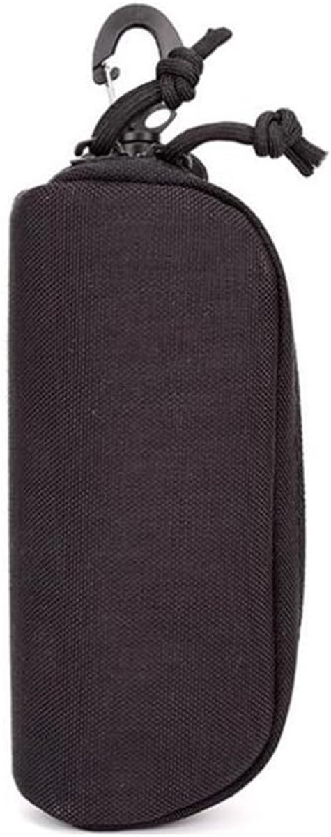 Brillenkoker ritssluiting zonnebril tas met riemclip outdoor voor brillen, montuur, draagbare case voor sleutels, potloden, kaarten zwart, zwart, Eén maat