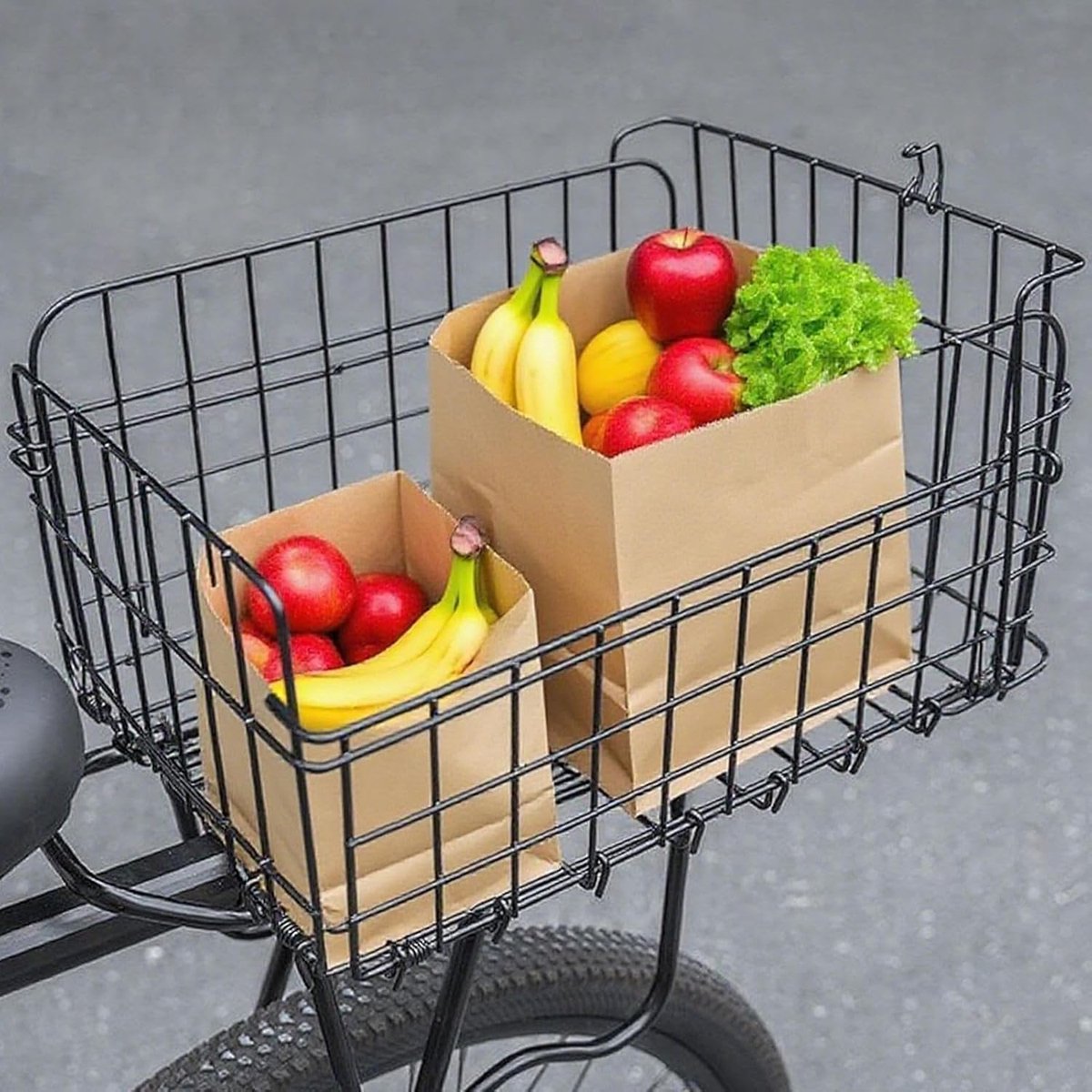 Fietsmand Vouwbaar - Fietsmand Opvouwbaar Bagagemand - Fietsen Boodschappen Vervoeren - Met Veiligheidsreflector - 37 x 27 x 20 cm