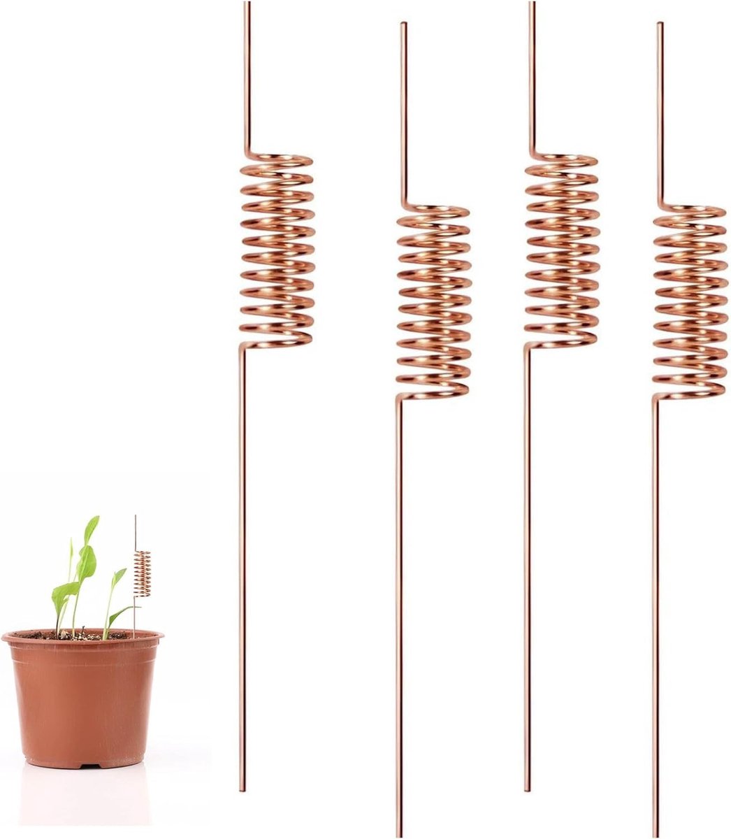 Koperen tuinantenne voor elektrocultuur, spiraalvormige stangen, tuinieren met koper, verbeterde plantengroei en oogstoptimalisatie