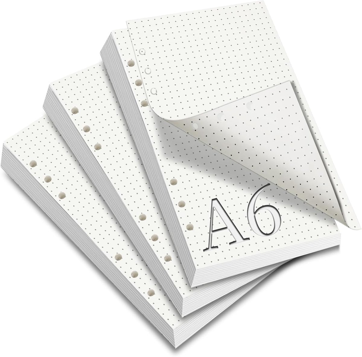 SnelShoppen - A6 Dotted Refill Paper 180 Sheets, 6 Holes, Refillable Notebook Inserts voor Bullet Journal, Sketch, Journal Painting, 17x9.6cm