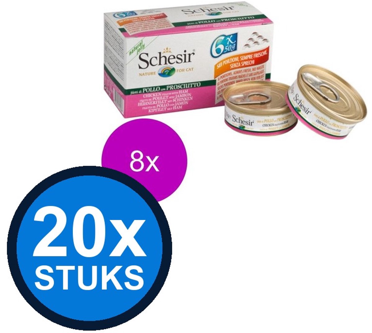Schesir Schesir hond blik gelei kip&ham 150gr