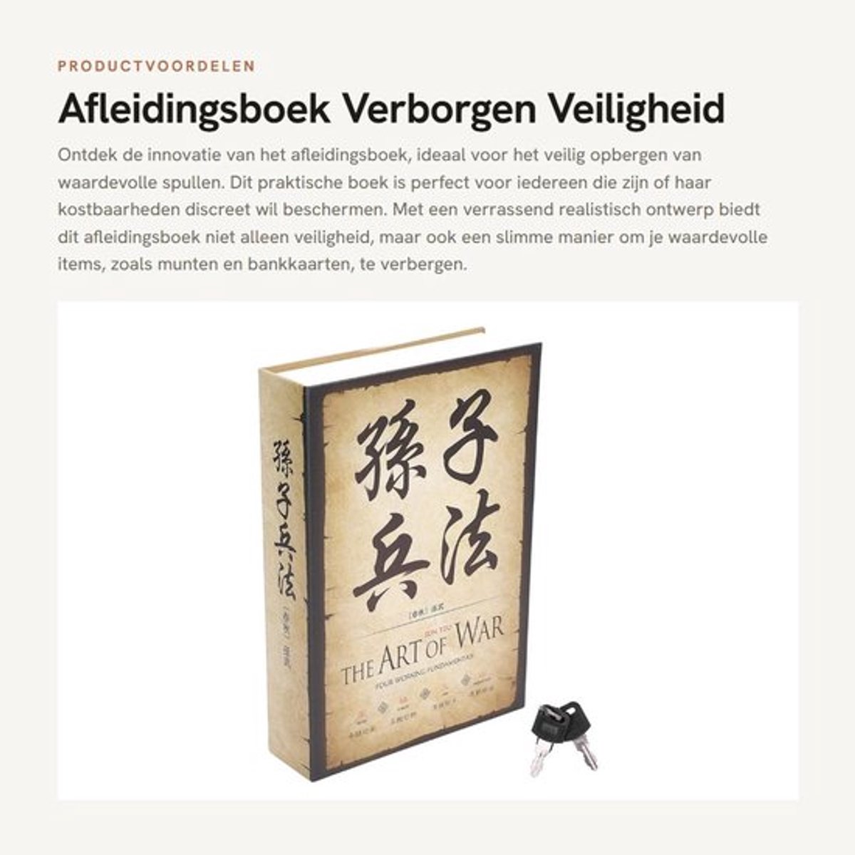 Afleidingsboek Veilig - Boekkluis met Cijferslot - Verstevigd Ijzer - Opbergdoos voor Waardevolle Items - Afmetingen 22 x 15 x 4,2 cm - Inclusief Sleutel