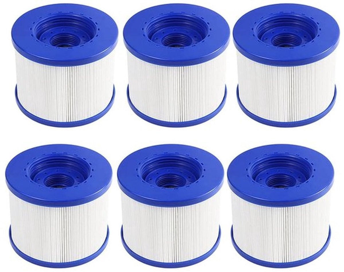 Zwembadfilters 6 Stuks – Vervanging – Compatibel met Clever Spa – PET + Vliesmateriaal – Buitendiameter 104 mm – Hoogte 82 mm – Filterpatroon