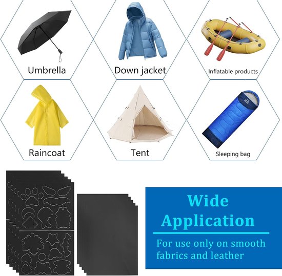 12 Zelfklevende Downjackt Reparatiepleisters - Waterdichte Nylon Patches voor Jassen, Tassen, Tent & Kleding - Eenvoudig aan te brengen Reparatieset voor Gaten & Scheuren — afbeelding 3