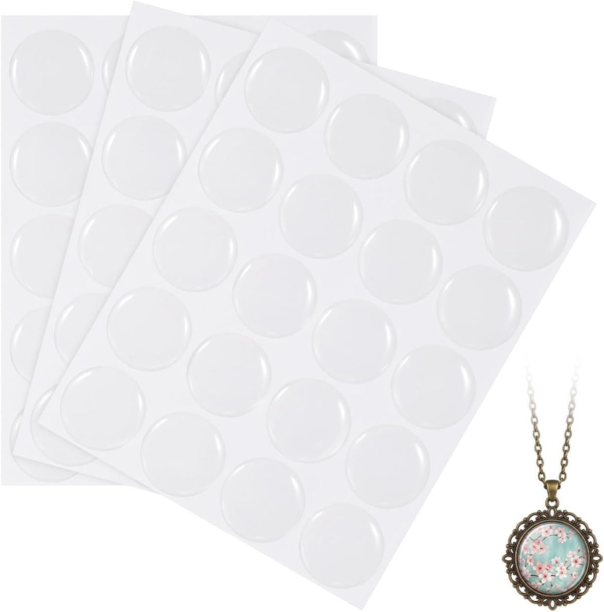 3 vellen/60 stuks 25 mm hars-cabochon-ronde stickers met edelsteenmotieven, transparante harsstickers voor het maken van sieraden en doe-het-zelf accessoires