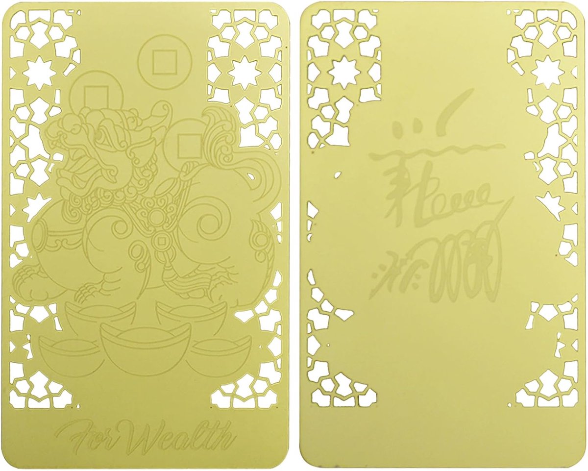 Pi Yao en Ingots Patronen Rijkdom Kaart Rijkdom Succes Welvaart Fortuin Succes Harmonie Chinese Amulet Card W5544