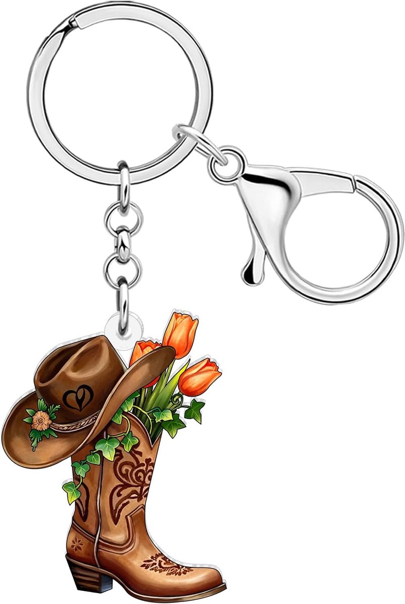 Cowgirl Laarzen Sleutelhanger Met Zonnebloem Cowboy Hoed Westerse Geschenken Voor Vrouwen Meisjes Rugzak Charm Sleutels Accessoires