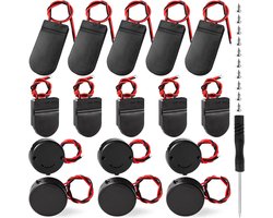 16 Stuks 3V Knoopcel Batterij Socket Houder Case Box Kit, CR2032 Batterijhouder met Draadgeleider Schakelaar, met Schroevendraaier en Schroeven, Wit