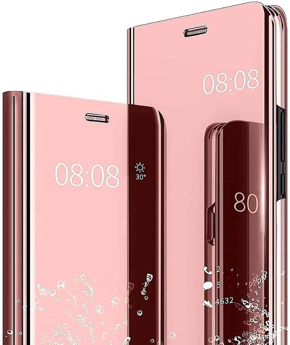 Compatibel voor Honor 400 5G Smart Case Clear View Spiegel voor Meisjes Mannen Mooie Harde PC met Stand Kaartsleuf Kickstand Ontwerp Cover - Rose Goud