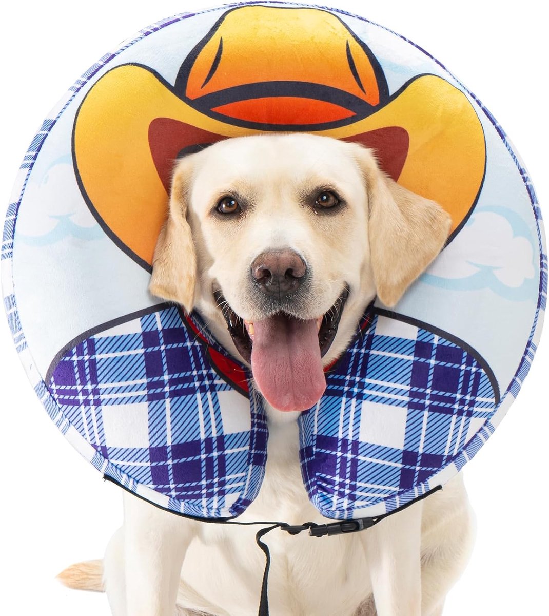Hondenkegelkraag, zachte opblaasbare donut, verstelbare herstelkegel, alternatief voor honden, voorkomt likken van wonden na een operatie - Cowboy M