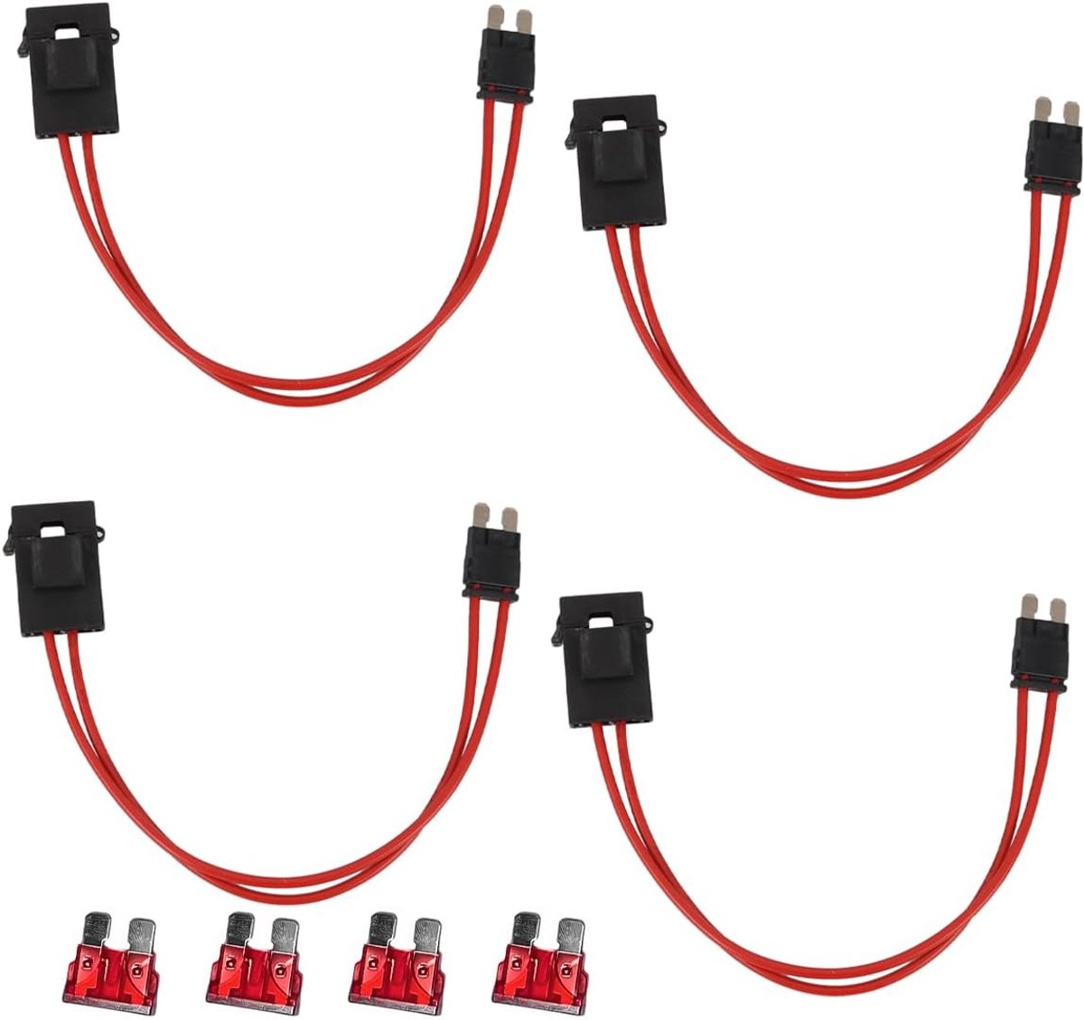 Zekeringhouders Automotive Car Blade Fuse Holder Set Mini Connector met 4-delige zekeringen (210mm)
