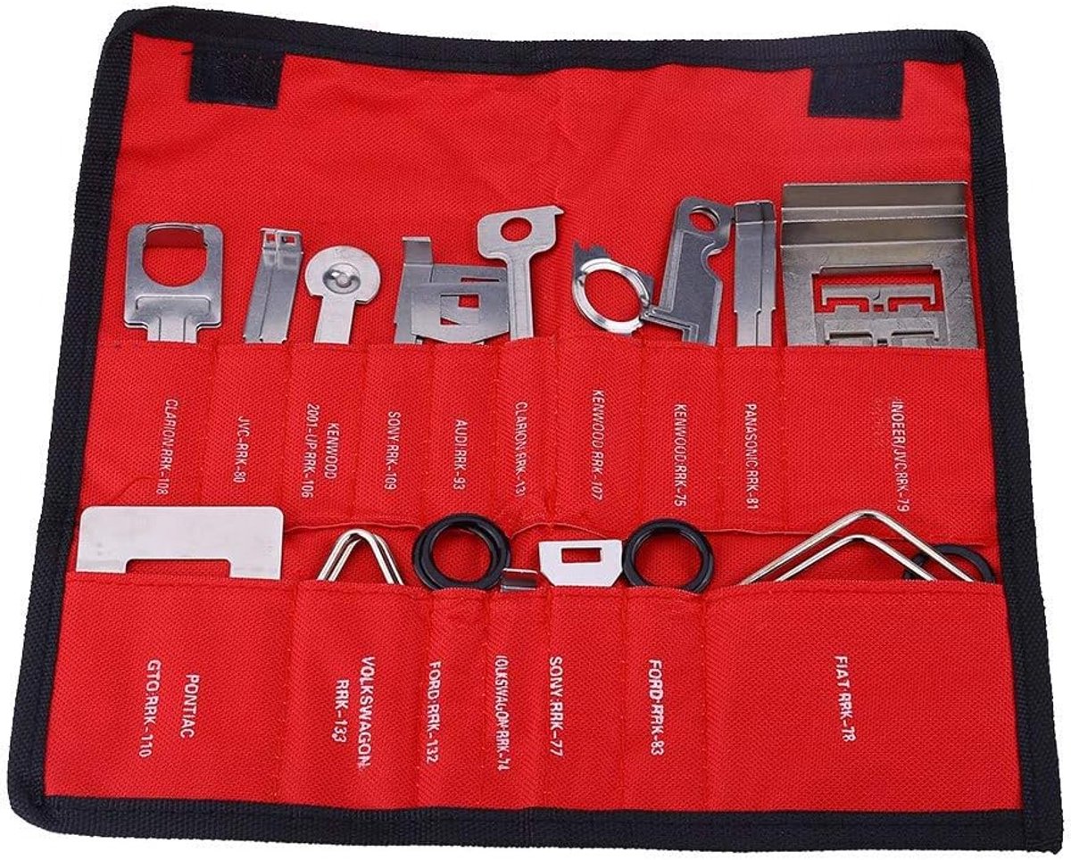 Removal Tool 38 stks Autoradio Sterieo Removal Tool Install Tool Key Kit Universele pasvorm voor de meeste auto(Rood)