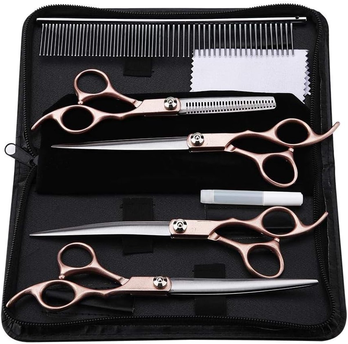 4Pcs Professionele Verzorging Schaar, Gouden Handvat Schaar, Kat Hond Grooming Schaar Set