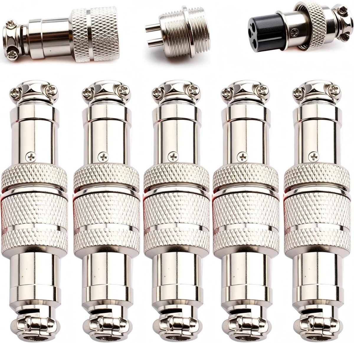 5 paar GX16 3-pins luchtvaartstekkers, 16 mm male/vrouwelijke ronde connectoren, paneel metalen montagestekker, GX16 luchtvaartconnector, stekker (docking type)