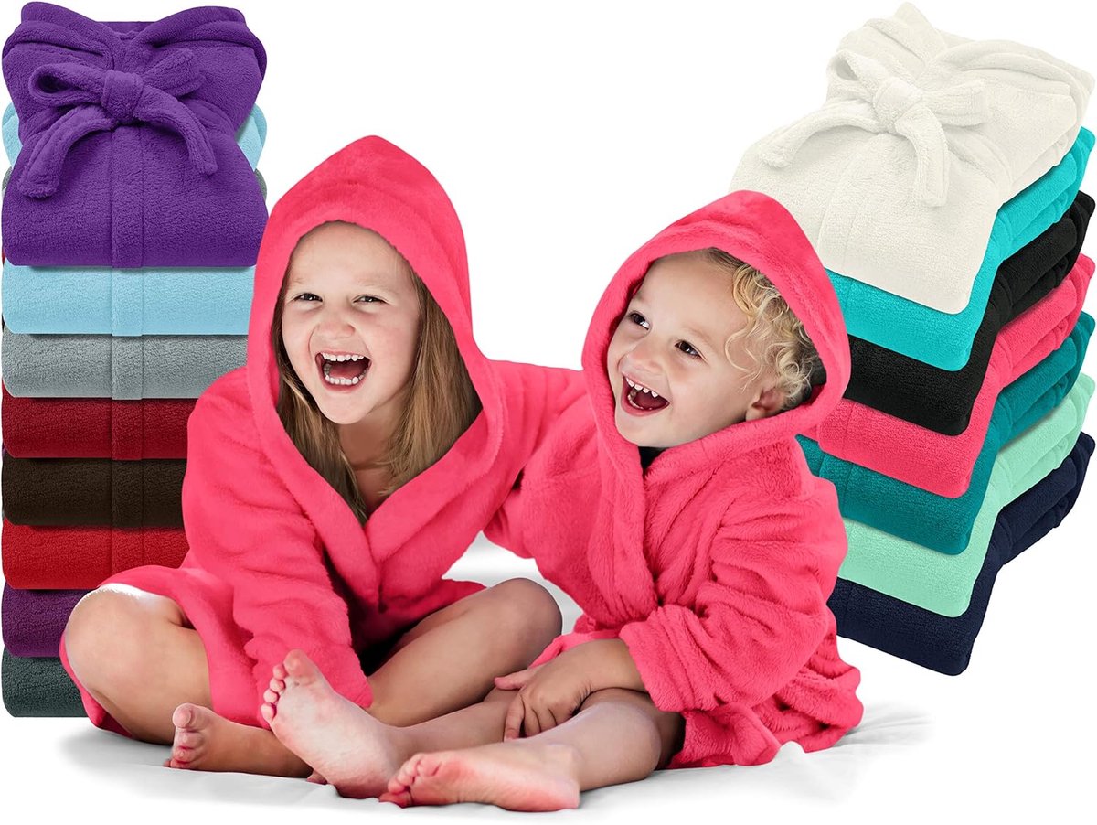 s Check kinderbadjas - knuffelfleece voor jongens en meisjes 1522.2202