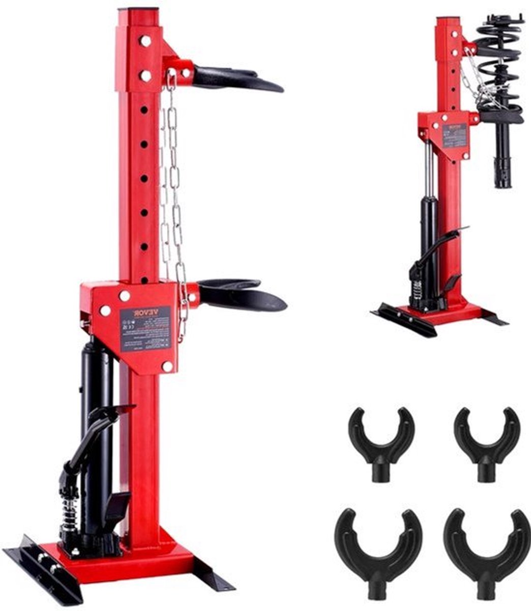 Veerpoot Veercompressor- Veerpoot Veercompresso r - Hydraulische Krik - 1 Ton Nominale Compressiekracht - Auto Veerpoot Veercompressor - 4.5 ton / 9920 LBS - Rood
