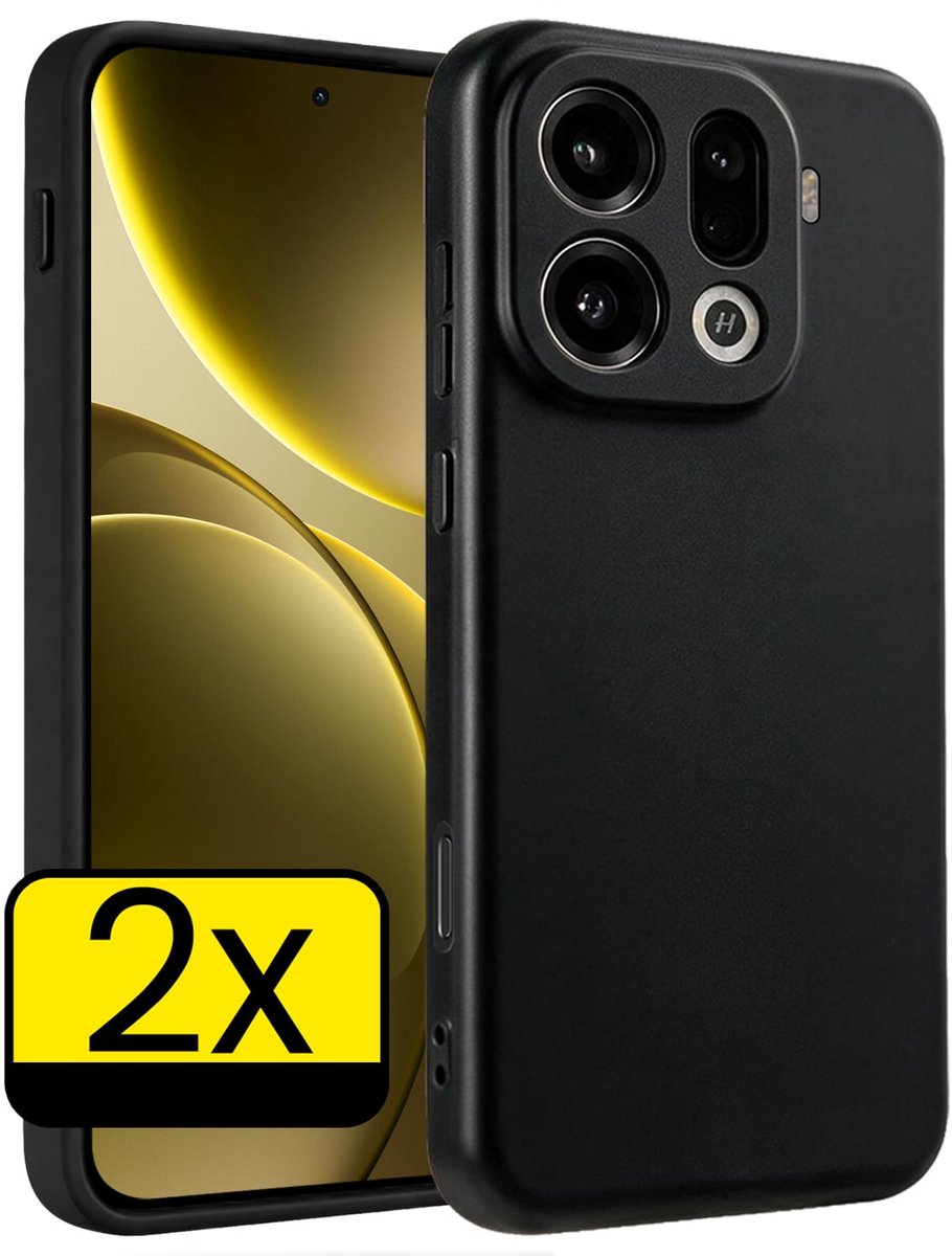 Hoesje - 2 Stuks - Geschikt voor OPPO Find X9 Pro - Sterk & Shockproof - Case Siliconen - Back Cover - Telefoon Hoes - Telefoonhoesjes - Zwart