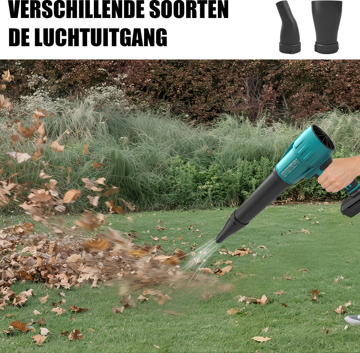 MAWIRON Draadloze Turbo Bladblazer – Compacte Accu Handblazer met Sterke Luchtstroom en 3 Opzetstukken – Voor Tuin, Terras, Garage, Werkplaats en Auto – foto 6
