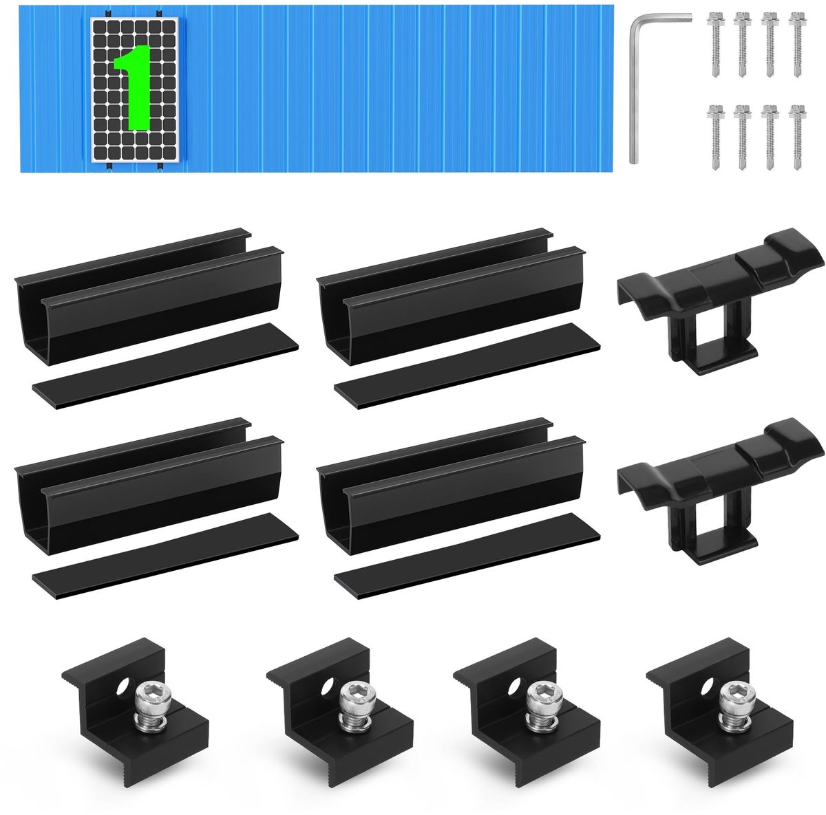 Elzusha - PV Montageset voor Zonnepanelen met Waterafvoerclips