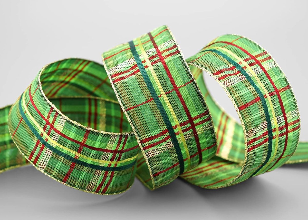 20 m x 40 mm geruit decoratielint Santa's Pants groen goud geruit cadeaulint met vormvaste randen glanzend lint stoffen lint decoratief lint winter Kerstmis advent lurexkante gouden rand