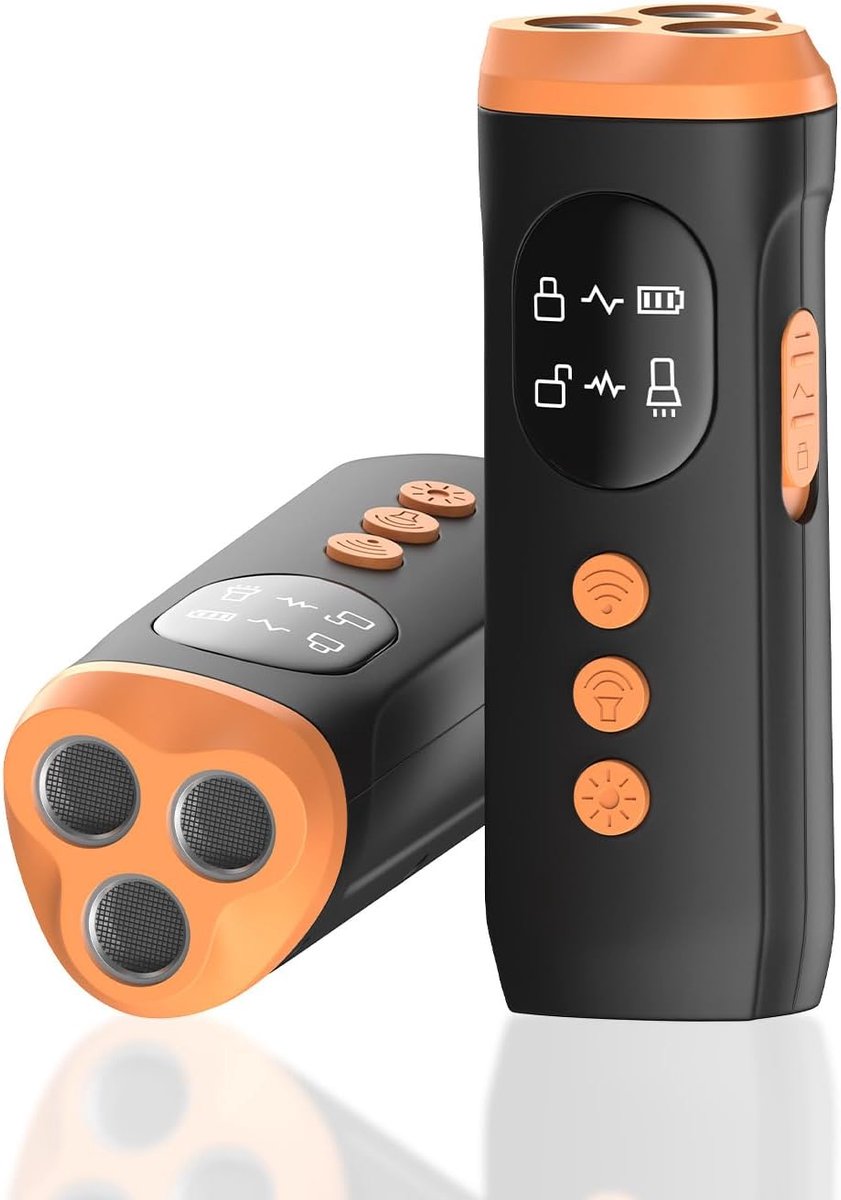 Anti Blaf Apparaat voor Honden – 3 in 1 Ultrasone Hondentrainer met LED Zaklamp, Display & Oplaadbare Batterij – Voor Binnen & Buiten – Stop Blaffen Zonder Straf – Zwart