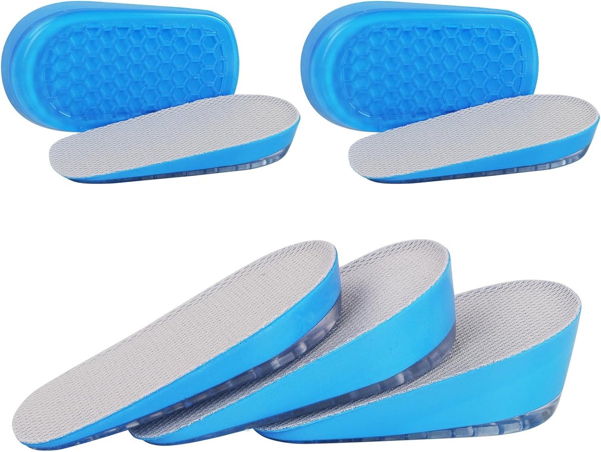 Gel Hoogteverhogende Inlegzolen, 2 Paar Onzichtbare Hoogteverhogende Inlegzolen, Comfortabele Verhogende Inlegzolen, Elastische Schokabsorberende Hielkussentjes voor Mannen en Vrouwen, 3 Hoogtes