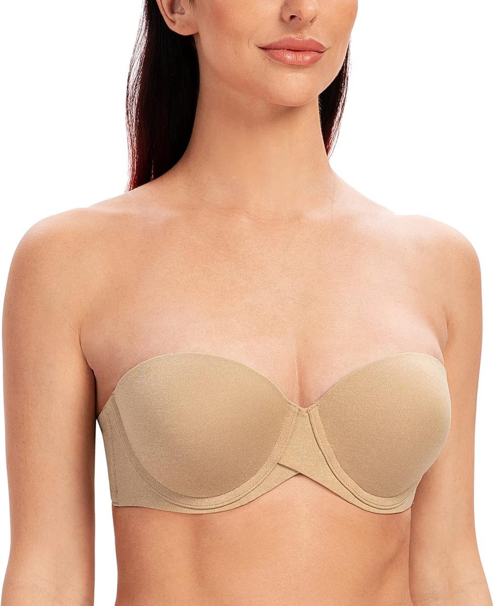 Beugelbeha voor dames, soepele, meervoudige opwaartse, gewatteerde push-up strapless bh