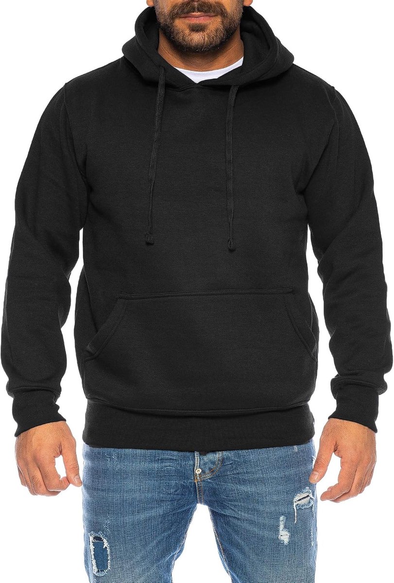 &Taff Hoodie met capuchon, sweatshirt, sweater, pullover, maat S-10XL, sport, dagelijks gebruik, vrije tijd, premium katoen fleece binnenkant (RT-H-401-zwart-8XL), zwart, 9XL
