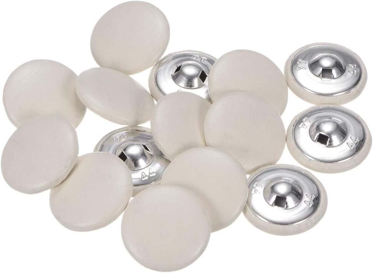 Knopen van 44 liter, groot, 28 mm, broekband, nauwer maken, metalen schacht, rond, knoop voor gebreide vesten, jurken, blouses, handwerk, zonder naaien, beige, 15 stuks