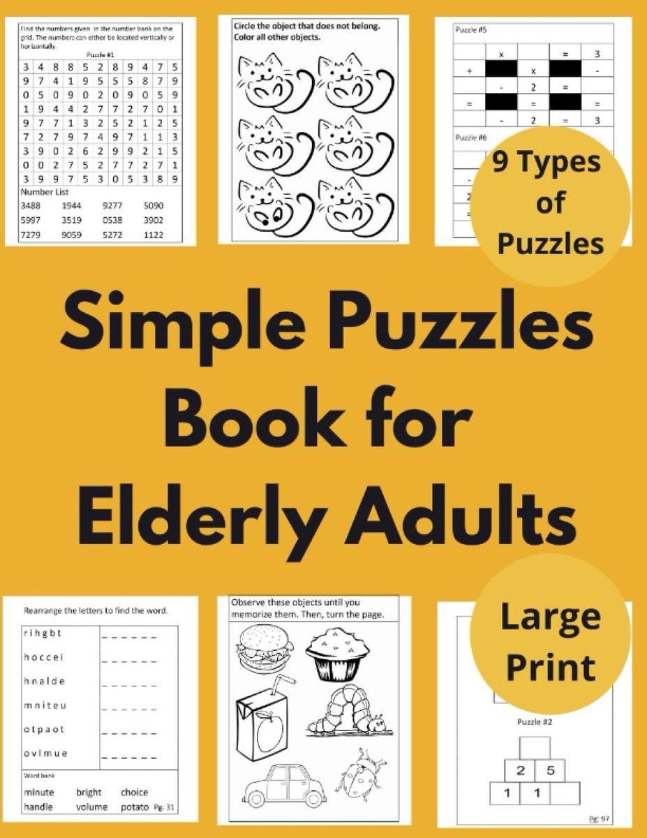 Puzzles Book for Elderly Adults: Mixed Activities Workbook for Seniors with Dementia and Alzheimer's