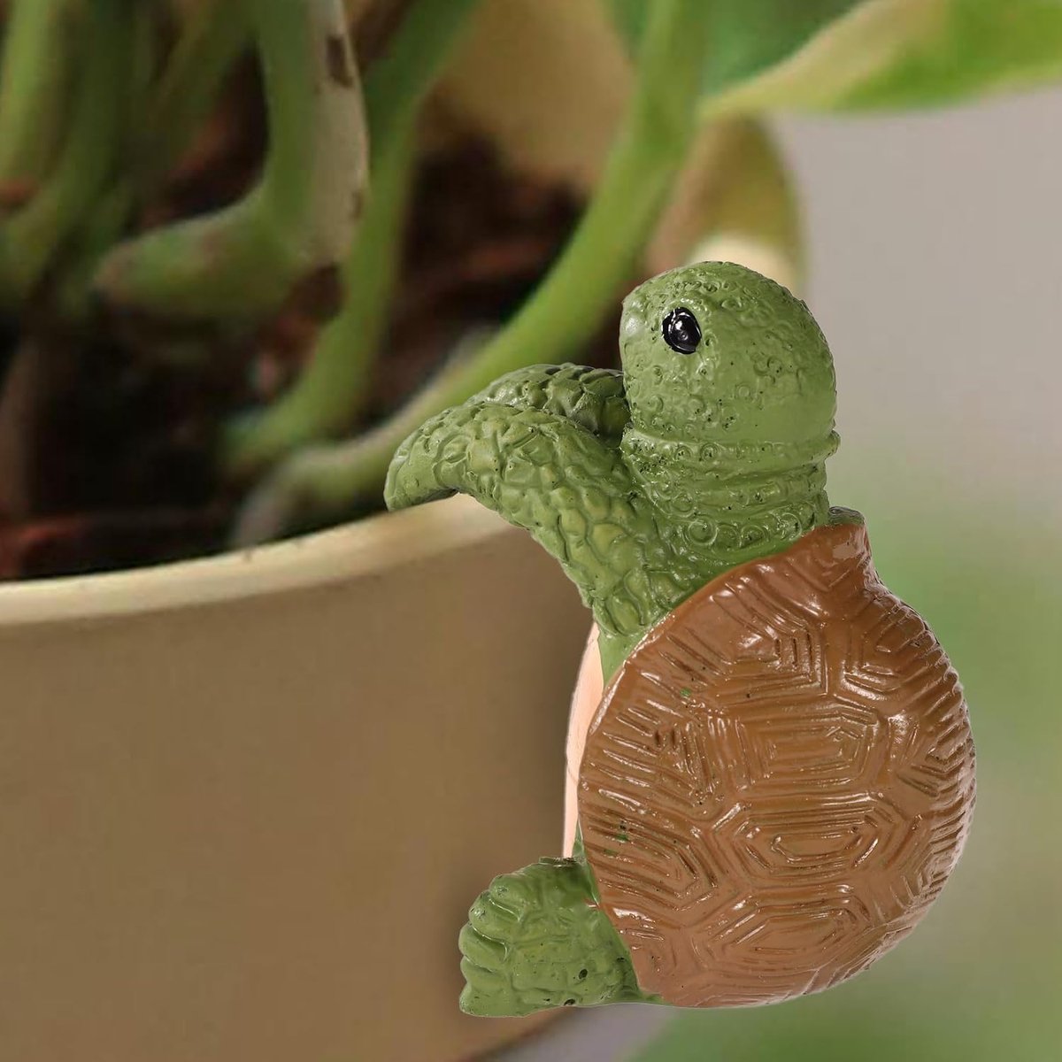 Plantenpothanger, Hars Klimmende Schildpad Bloempothangerfiguren Hangend Schildpadbeeld Plantenpotknuffelaar Plantenbakcadeau voor Tuinornamenten Vaasdecoraties (Groenbruin)