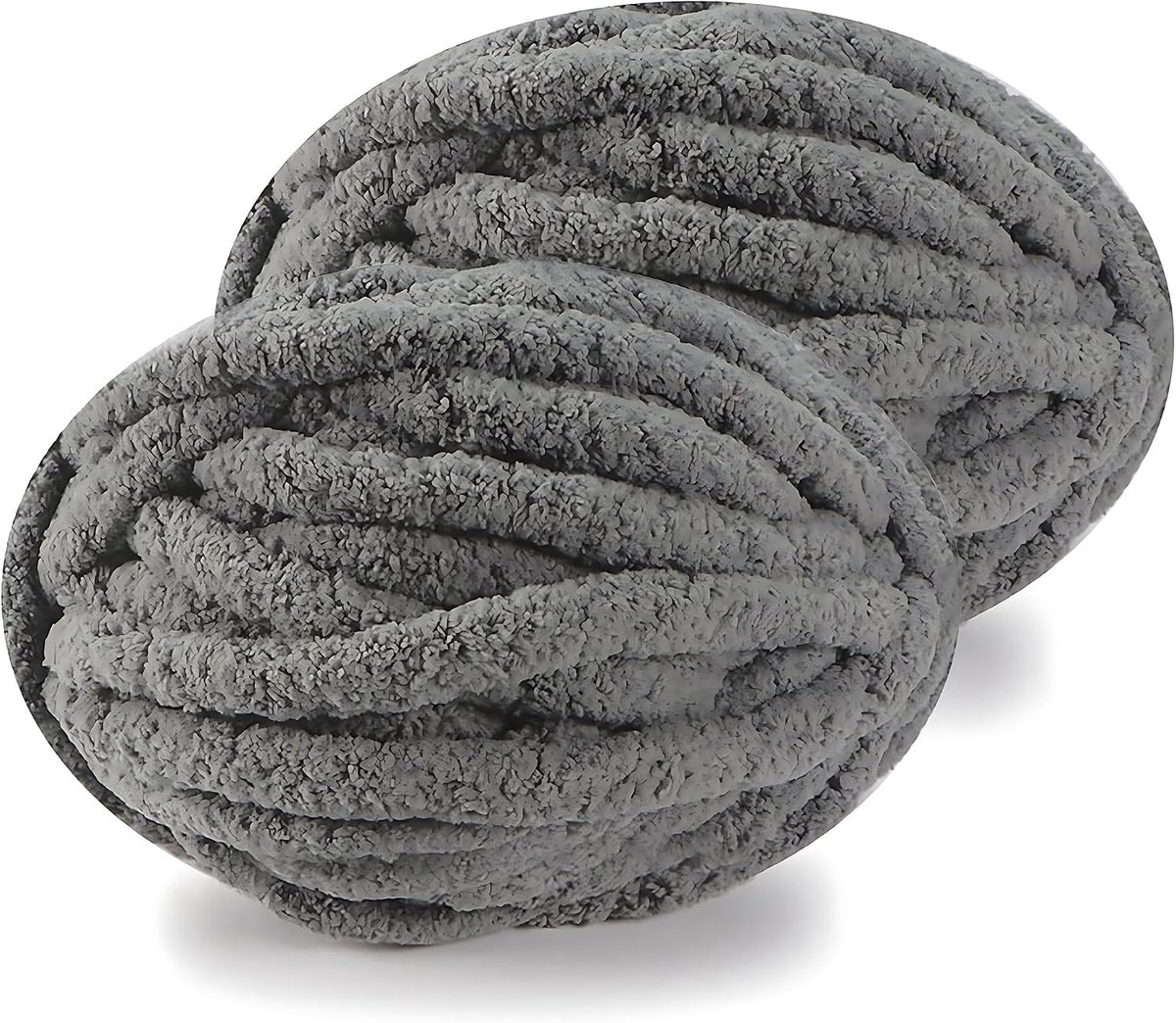 Chunky Yarn for Hand Knitting, Tick Wool Plush Yarn 2 Stuks Totaal 500 g (Steengrijs)
