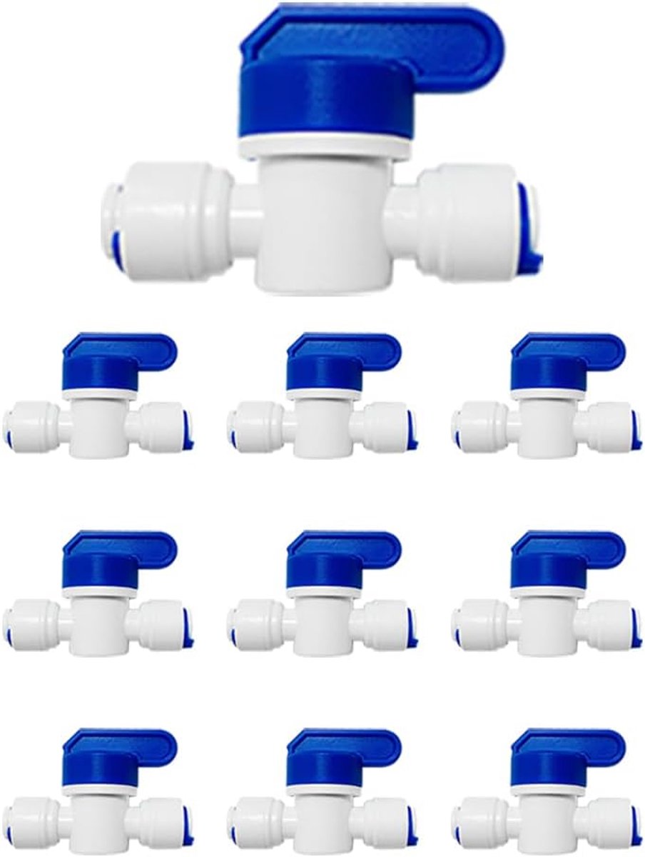 10 stuks ventielen kranen, inline kraan/afsluitventiel/waterventiel, 3/8 inch (9,53 mm), voor koelkastslang, vriezer, waterfilter omgekeerde osmose