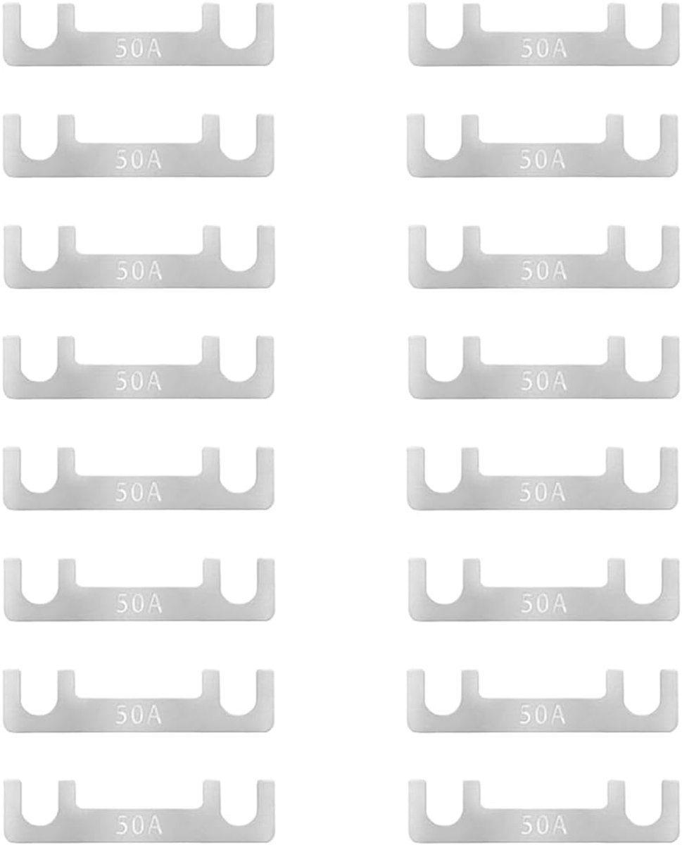 16 stuks stripzekeringen, bladzekeringen, platte zekeringsstrips | stripzekeringen 50 A, autozekering, bladzekering 50 A, maximale spanning tot 32 V, voor auto, camper, caravan