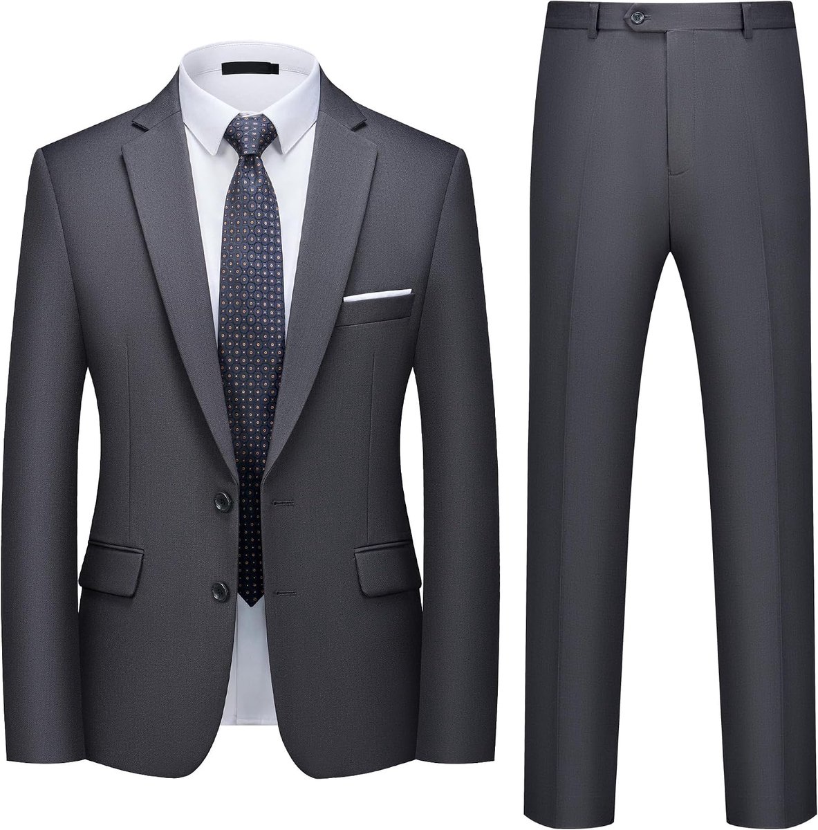 Slimfit, 2-delig, businesspak, 2-knoop, herenpak, colbert broek, onderhoudsvriendelijk, voor kantoor, bruiloft, sollicitatie en formele gelegenheden