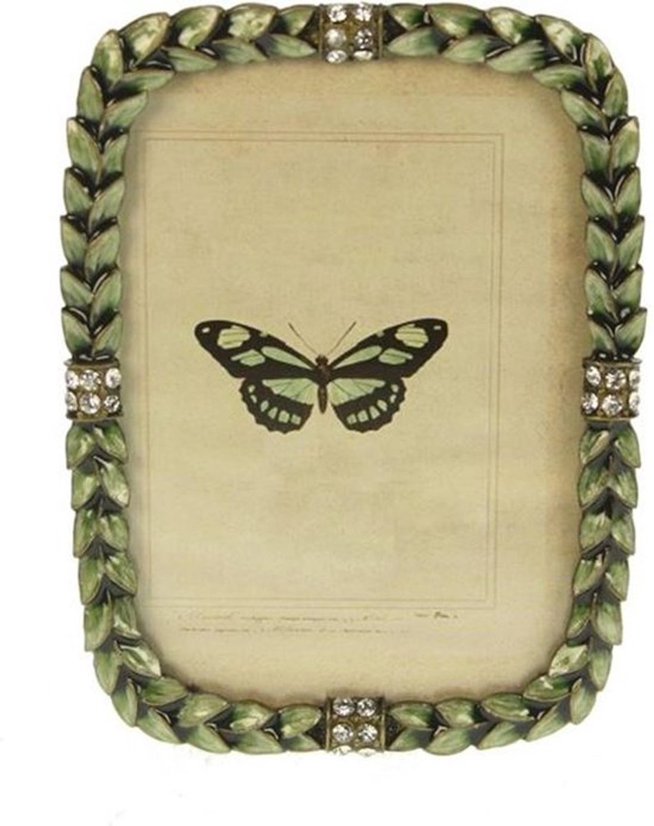 AL Fotolijst - Blaadjes Met Strass - 9 x 13 cm groen
