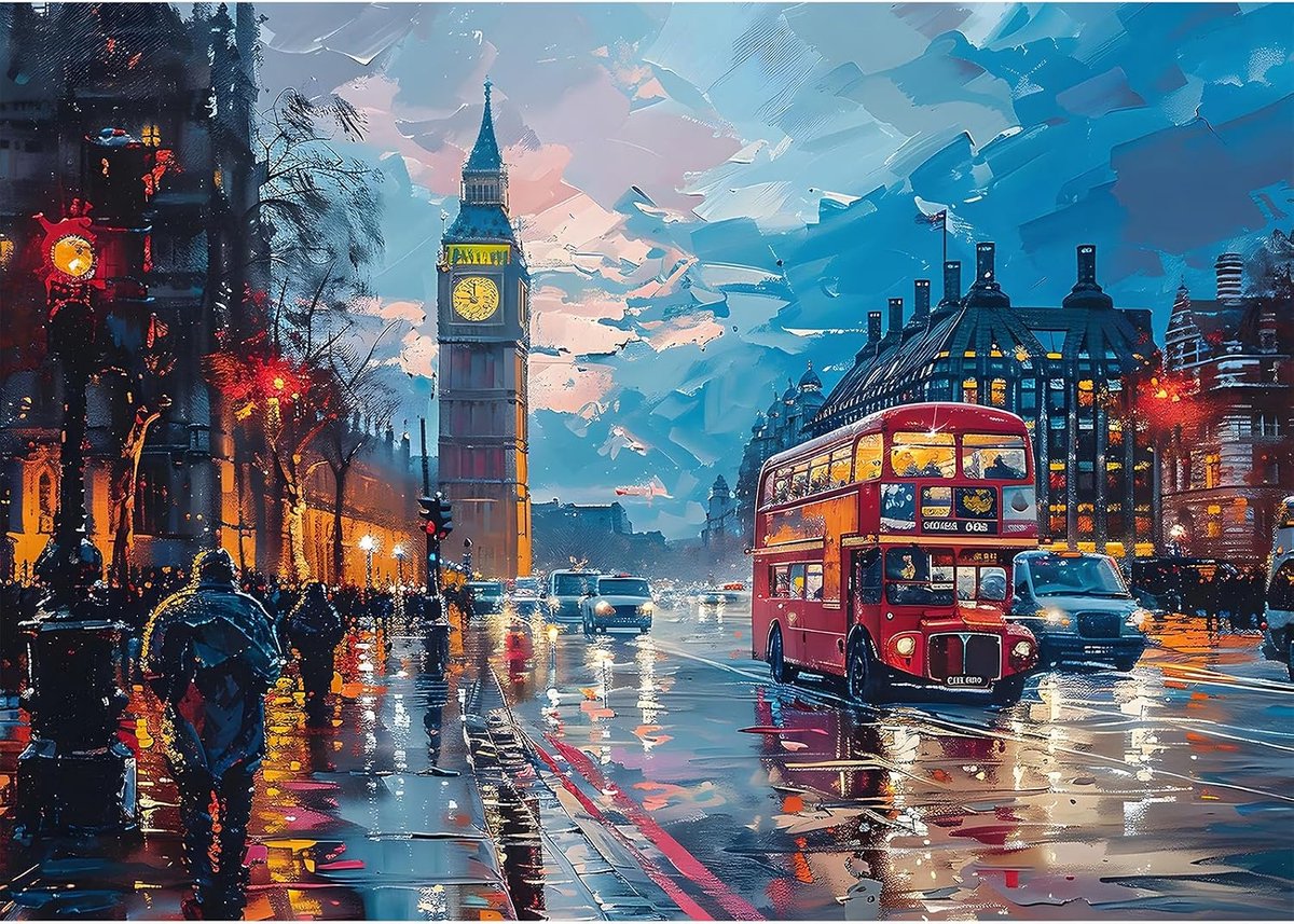Diamond Painting Art London City View, 5D Diamond Painting Kits for Adults Kids Wall Art, Diamond Painting Kit DIY Gem Art Crystal Art Cross Stitch for Home Wall Decor 40x30cm
