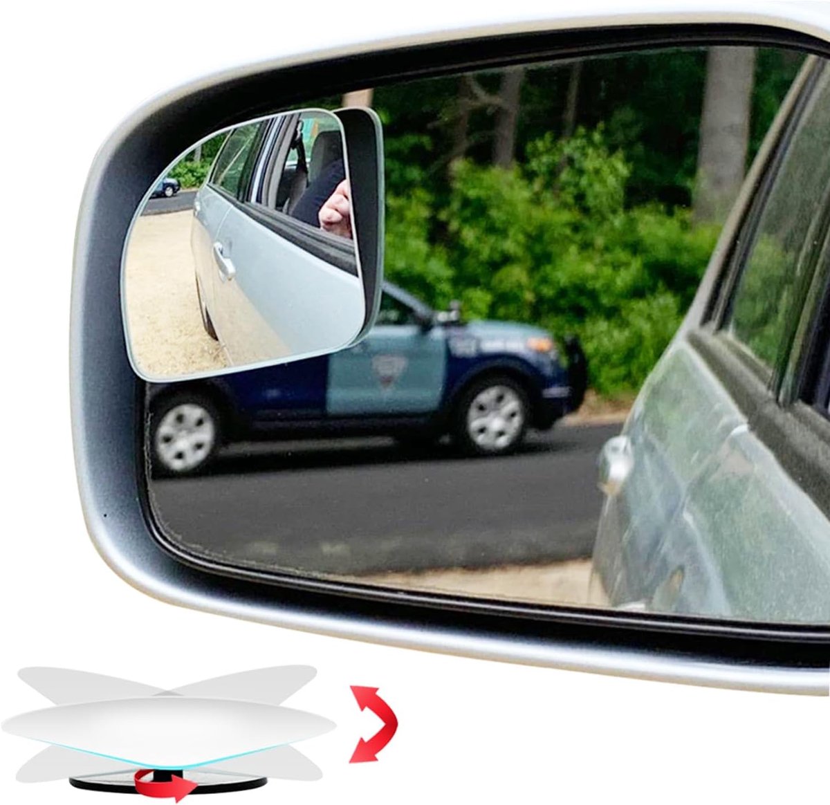 Fan Shaped Blind Spot Mirror, HD Glass Frameless Stick on Adjustabe Few Convex Wide Angle Rear View Blind Spot Car Mirror for Car Blind Spot, Pack of 2