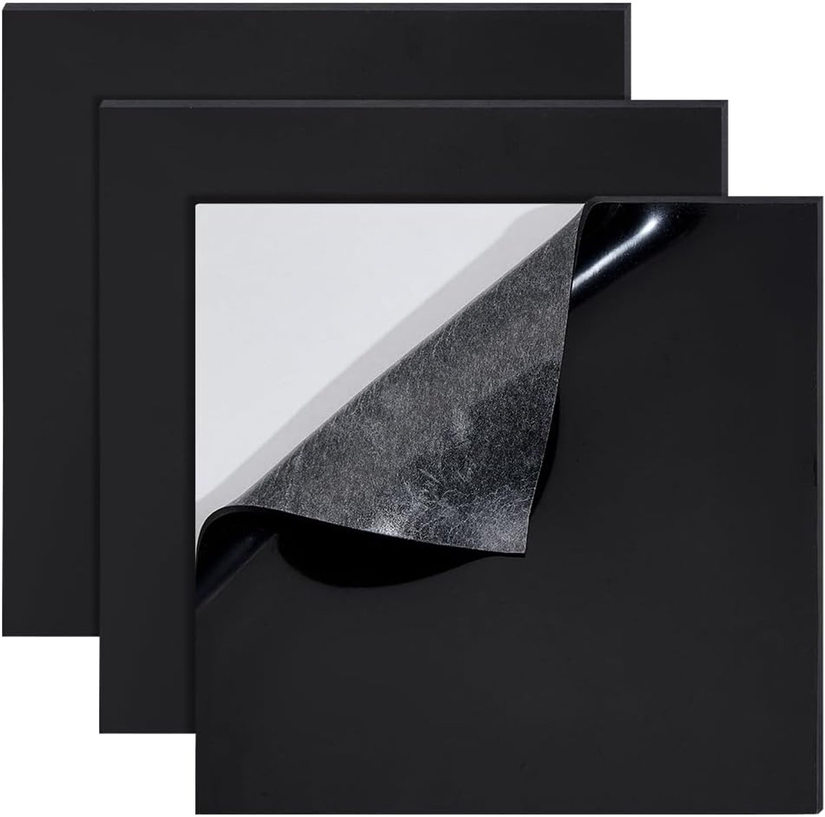 SnelShoppen - Pack van 3 Zelfklevende Siliconen Rubber Platen 20x20 cm Zwart Antislip voor DIY Toepassingen, 2 mm Dik, Ideaal voor Meubels, Keuken, Tu
